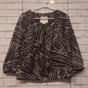 HEI HEI Women's Size M Zip Front Top Jacket Black lvory Pockets Elastic